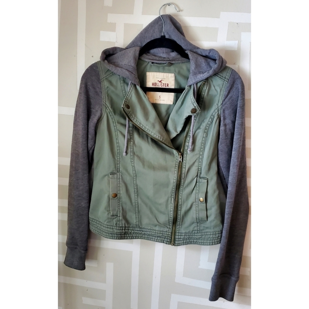 Hollister Jacket Green/Grey Small